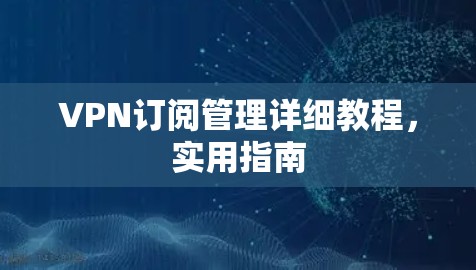VPN订阅管理详细教程,实用指南